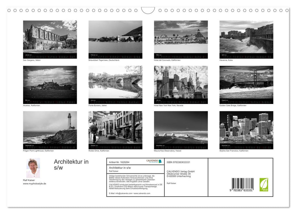 Architektur in Schwarz-Weiß (CALVENDO Wandkalender 2024)