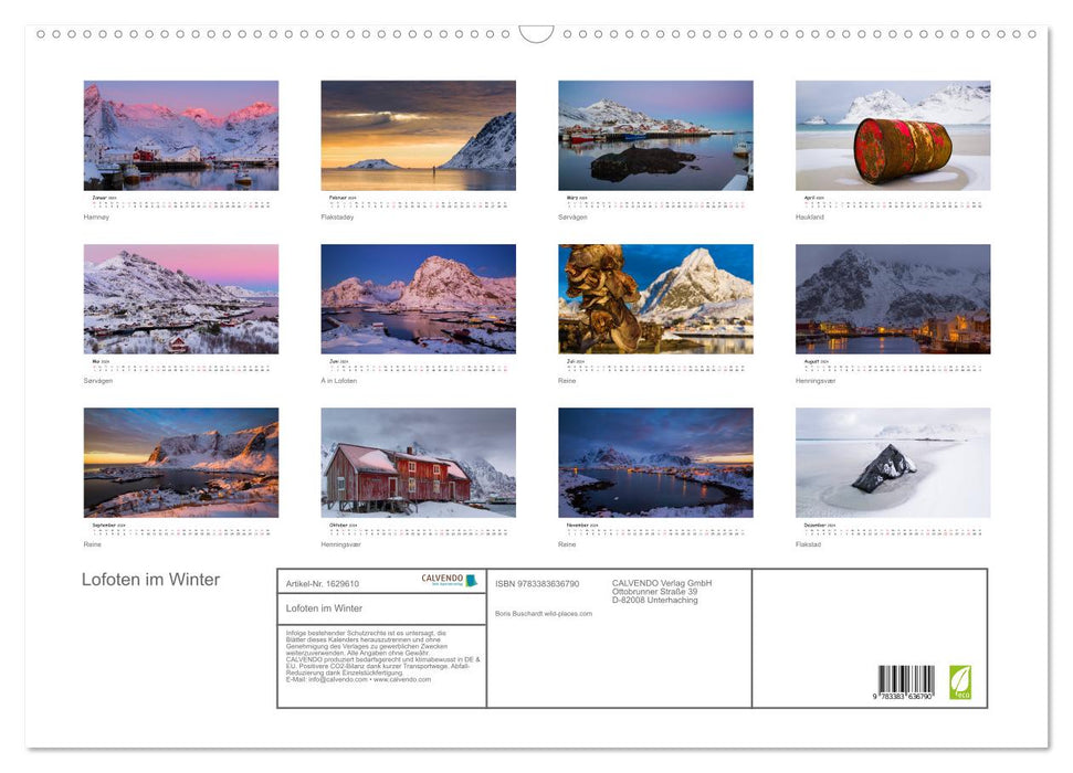Lofoten in winter (CALVENDO wall calendar 2024) 