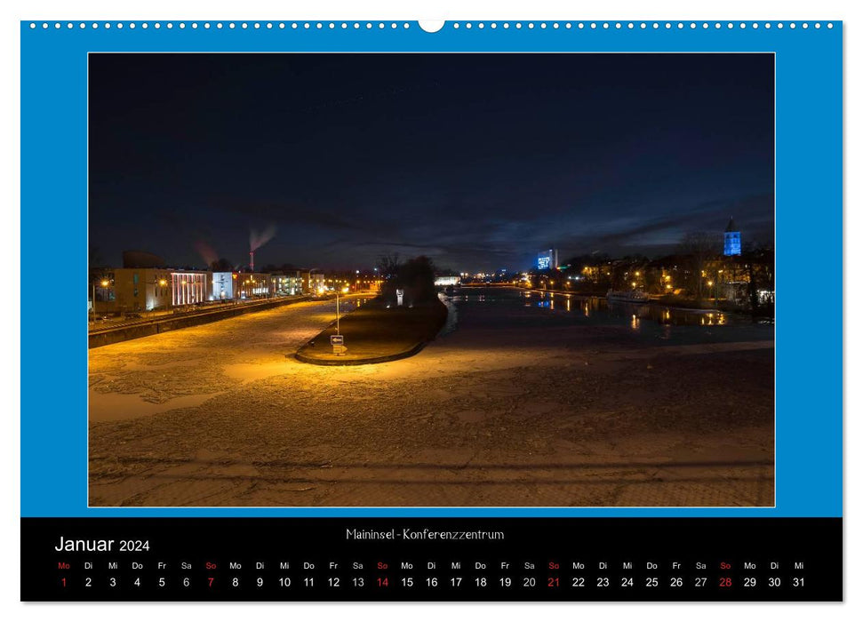 Schweinfurt bei Nacht verzaubernd und bunt (CALVENDO Wandkalender 2024)