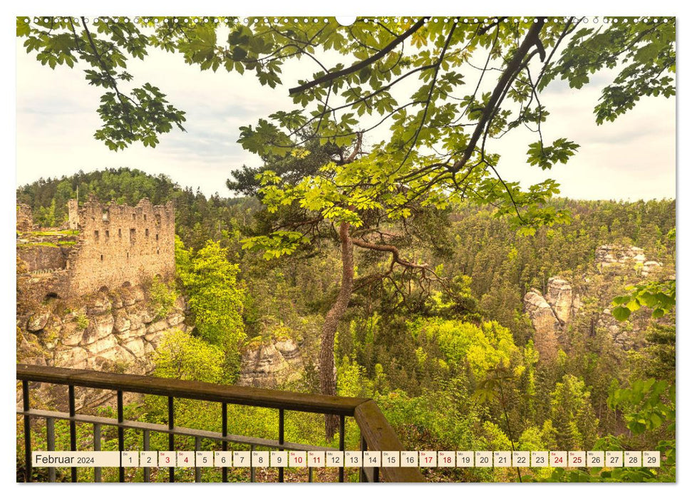 Oybin und Jonsdorf-Urlaubsromantik und Wanderparadies im Zittauer Gebirge (CALVENDO Premium Wandkalender 2024)