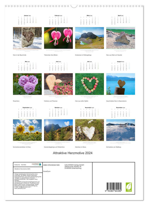 Attractive heart motifs 2024 (CALVENDO Premium Wall Calendar 2024) 
