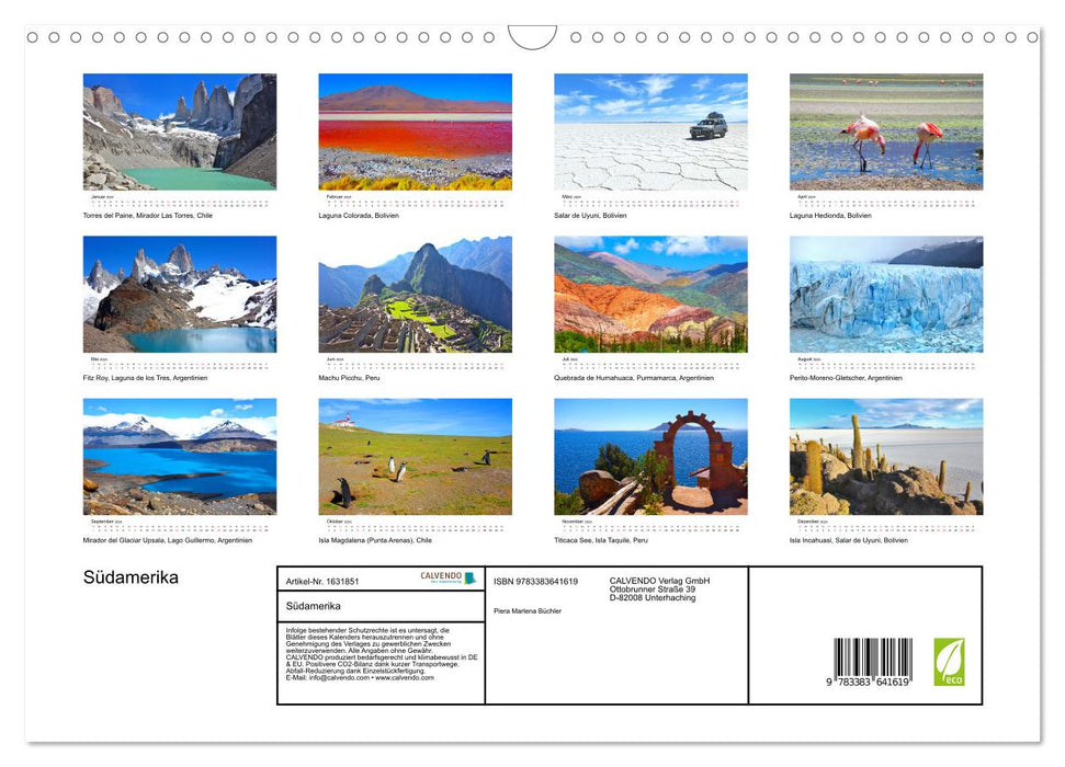 Südamerika - Vom Reich der Inka bis nach Patagonien (CALVENDO Wandkalender 2024)