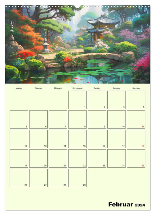 In the Japanese garden. Magical illustrations (CALVENDO wall calendar 2024) 