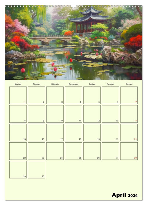 Im japanischen Garten. Zauberhafte Illustrationen (CALVENDO Wandkalender 2024)