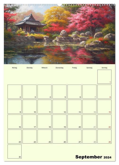 Im japanischen Garten. Zauberhafte Illustrationen (CALVENDO Wandkalender 2024)