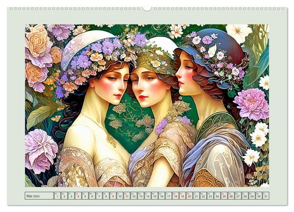 Art Deco Girlfriends (CALVENDO Premium Wall Calendar 2024) 