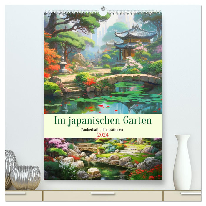 Im japanischen Garten. Zauberhafte Illustrationen (CALVENDO Premium Wandkalender 2024)