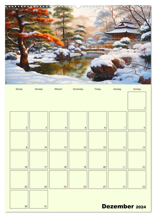 Im japanischen Garten. Zauberhafte Illustrationen (CALVENDO Premium Wandkalender 2024)