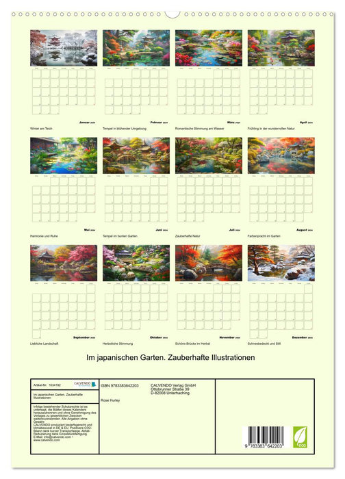 Im japanischen Garten. Zauberhafte Illustrationen (CALVENDO Premium Wandkalender 2024)