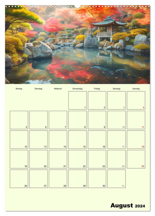 Im japanischen Garten. Zauberhafte Illustrationen (CALVENDO Premium Wandkalender 2024)