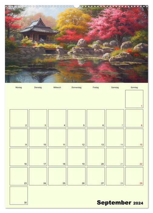 Im japanischen Garten. Zauberhafte Illustrationen (CALVENDO Premium Wandkalender 2024)