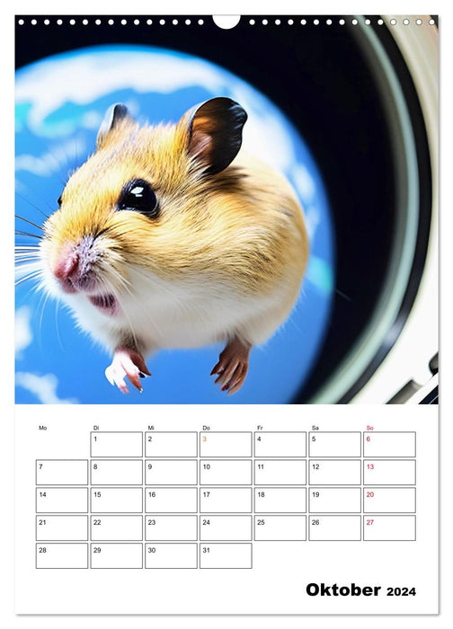 Space Hamster - Mit KI Hamster Astronauten im Weltall (CALVENDO Wandkalender 2024)