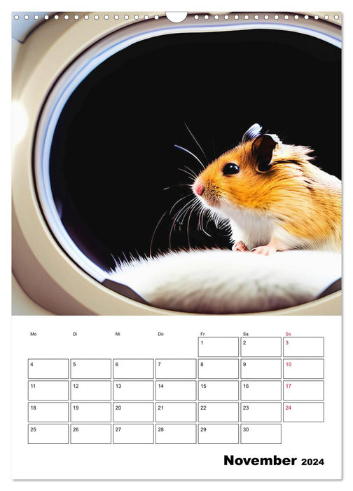 Space Hamster - Astronauts in space with AI hamsters (CALVENDO wall calendar 2024) 