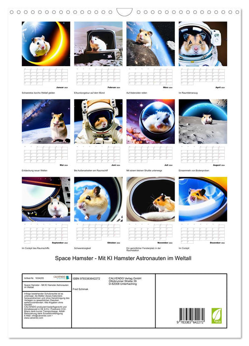 Space Hamster - Astronauts in space with AI hamsters (CALVENDO wall calendar 2024) 