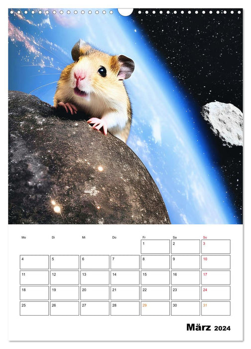 Space Hamster - Mit KI Hamster Astronauten im Weltall (CALVENDO Wandkalender 2024)