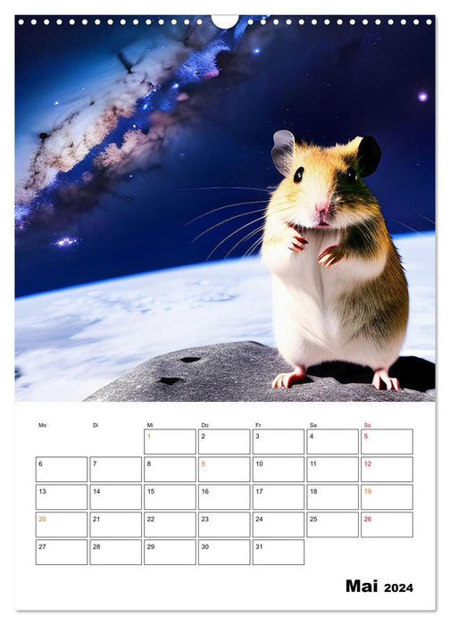 Space Hamster - Mit KI Hamster Astronauten im Weltall (CALVENDO Wandkalender 2024)