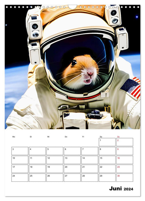 Space Hamster - Mit KI Hamster Astronauten im Weltall (CALVENDO Wandkalender 2024)