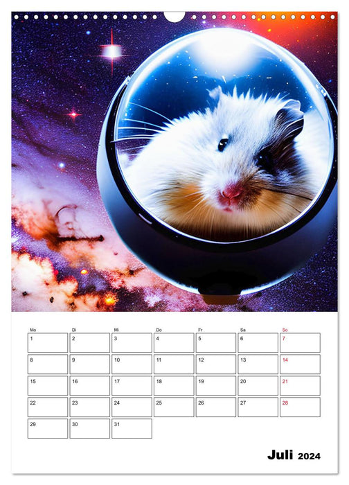 Space Hamster - Mit KI Hamster Astronauten im Weltall (CALVENDO Wandkalender 2024)