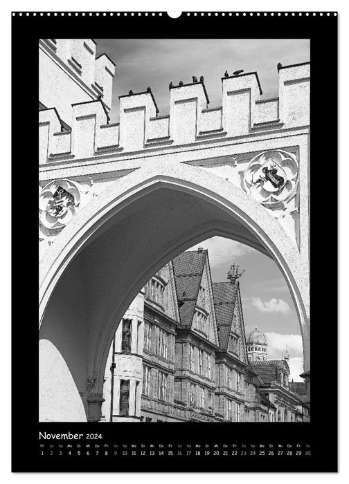 Lovable Munich 2024 - Stylized photographs in black and white (CALVENDO Premium Wall Calendar 2024) 