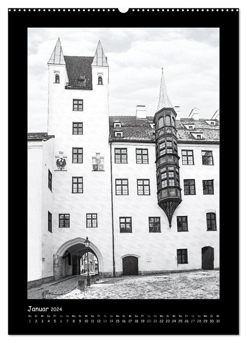 Lovable Munich 2024 - Stylized photographs in black and white (CALVENDO wall calendar 2024) 