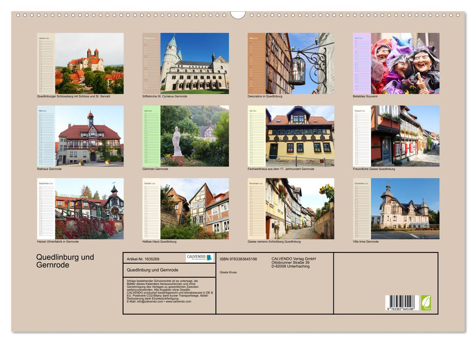 Quedlinburg and Gernrode (CALVENDO wall calendar 2024) 