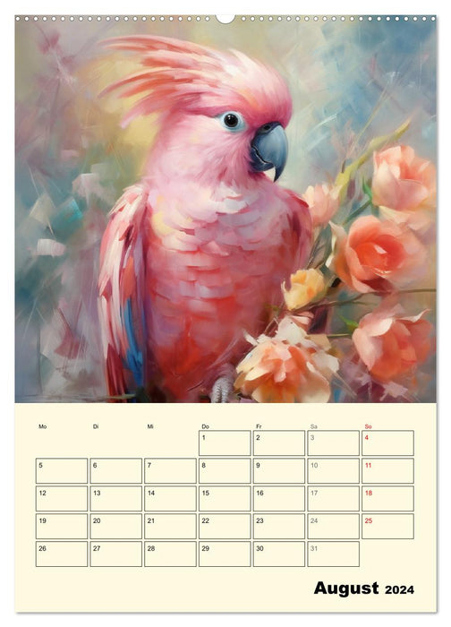 Colorful birds. Enchanting parrot watercolors (CALVENDO wall calendar 2024) 