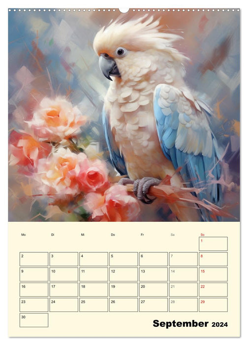 Bunte Vögel. Bezaubernde Papageien-Aquarelle (CALVENDO Wandkalender 2024)