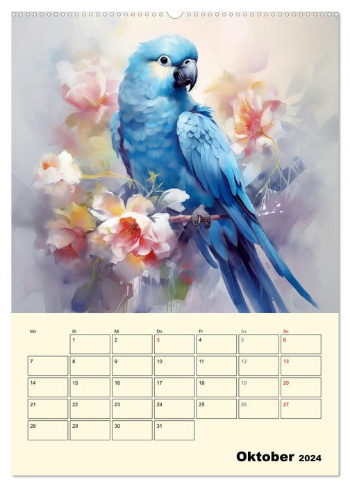 Colorful birds. Enchanting parrot watercolors (CALVENDO Premium Wall Calendar 2024) 