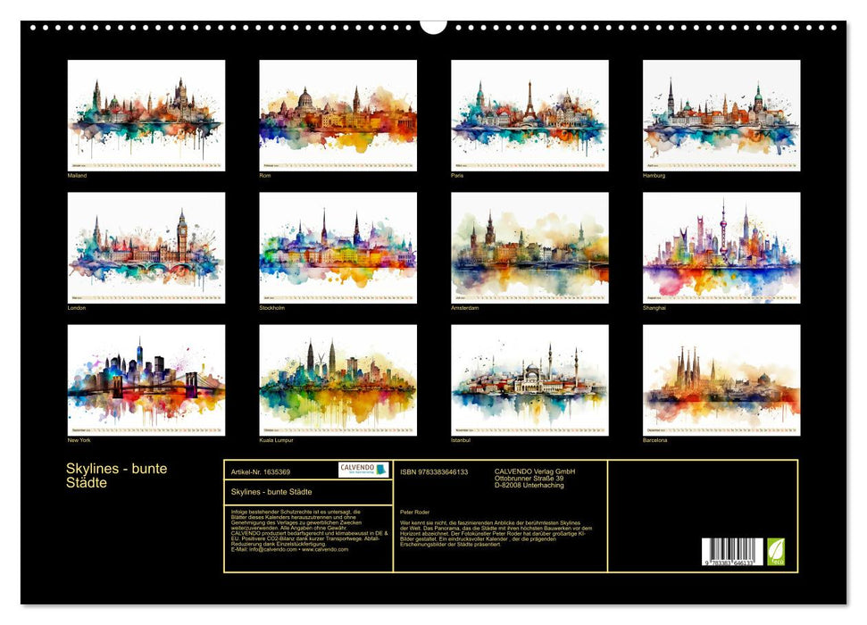 Skylines - bunte Städte (CALVENDO Wandkalender 2024)
