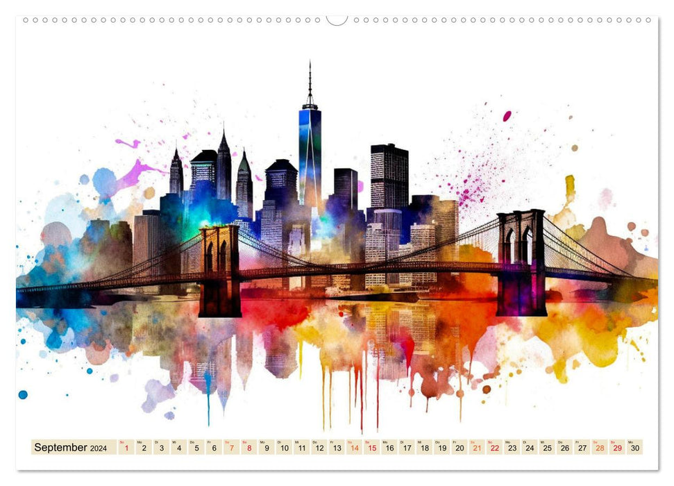 Skylines - colorful cities (CALVENDO wall calendar 2024) 