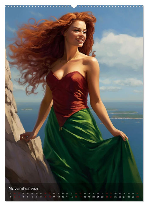 Elegant mit langem Haar (CALVENDO Premium Wandkalender 2024)