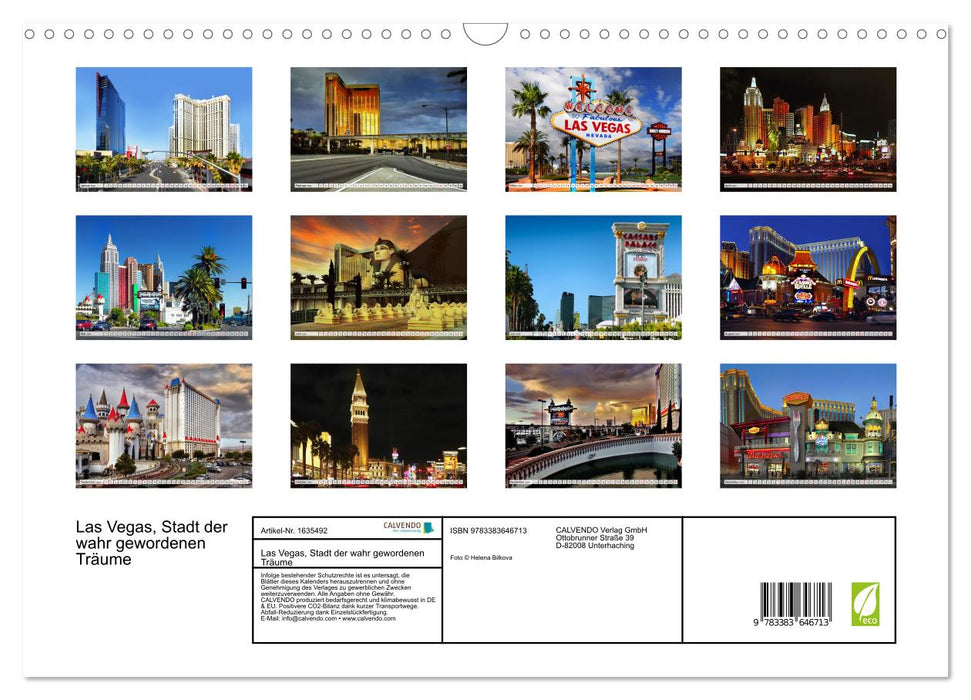 Las Vegas, Stadt der wahr gewordenen Träume (CALVENDO Wandkalender 2024)