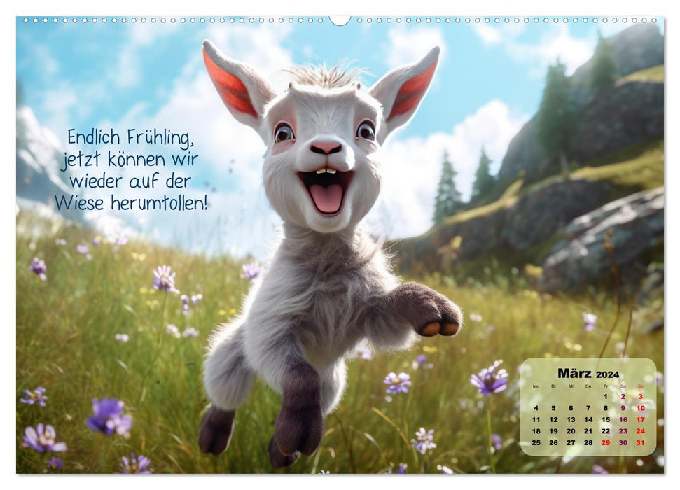 Goat children have fun all year round (CALVENDO Premium Wall Calendar 2024) 
