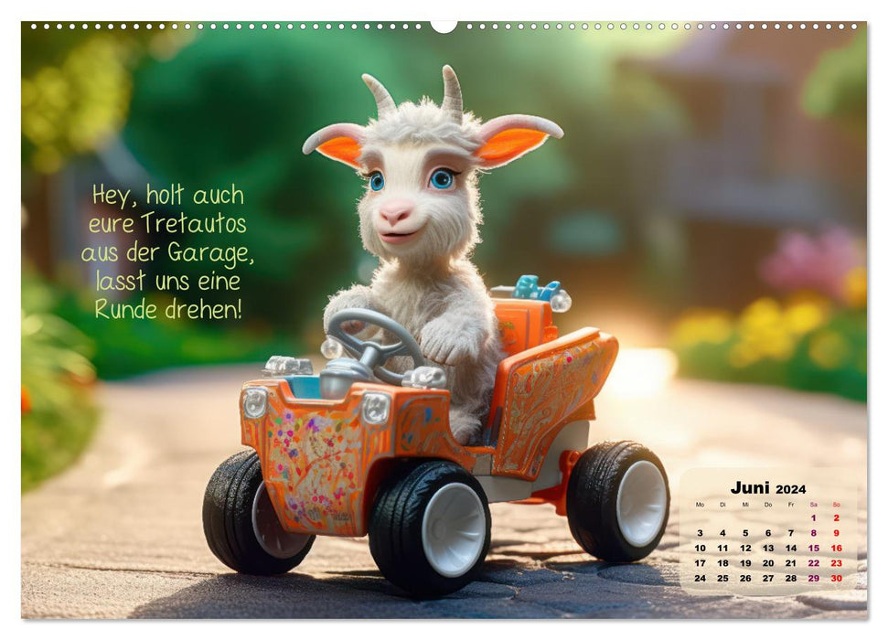 Goat children have fun all year round (CALVENDO Premium Wall Calendar 2024) 