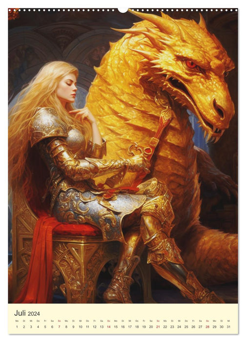 The Dragon King. Knight under the rule of the beast (CALVENDO Premium Wall Calendar 2024) 