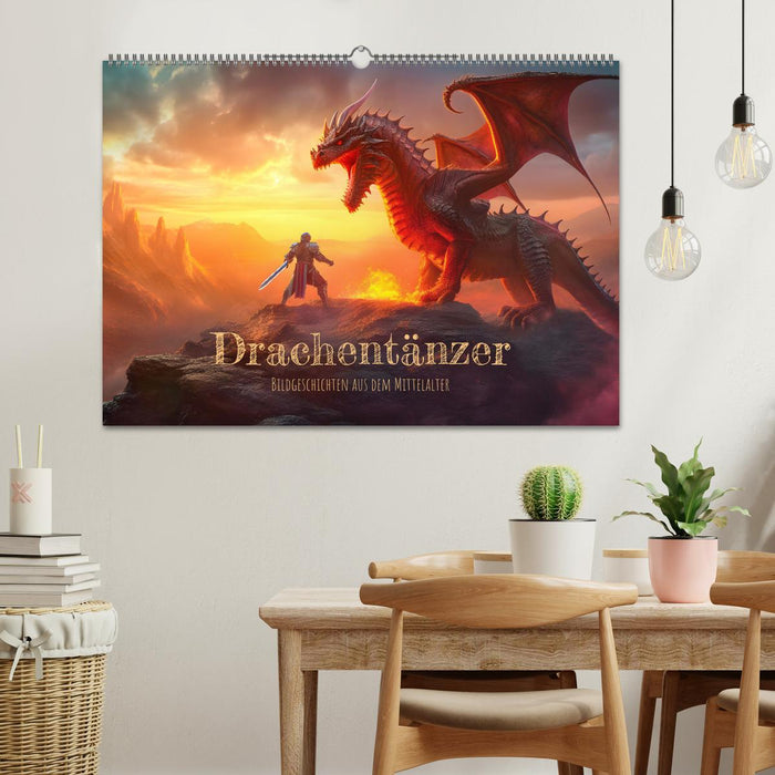 Danseurs de dragons – Histoires illustrées du Moyen Âge (Calendrier mural CALVENDO 2024) 