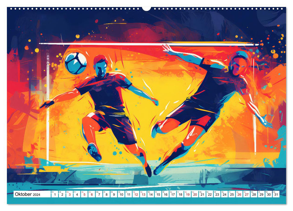 Magie du football - émotions illustrées sur le terrain (Calendrier mural CALVENDO 2024) 