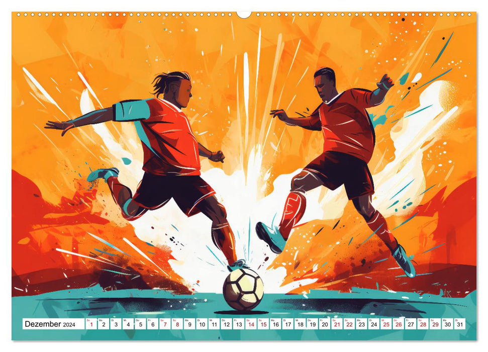 Magie du football - émotions illustrées sur le terrain (Calendrier mural CALVENDO 2024) 