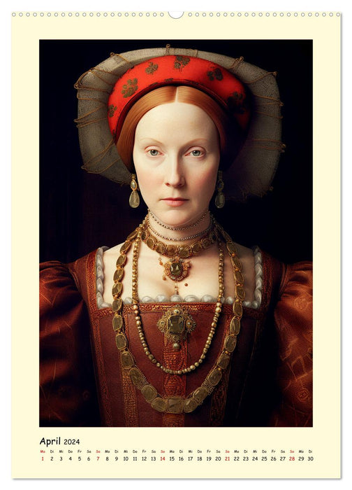 Portraits médiévaux. Inspiré de la famille royale Tudor (calendrier mural CALVENDO 2024) 
