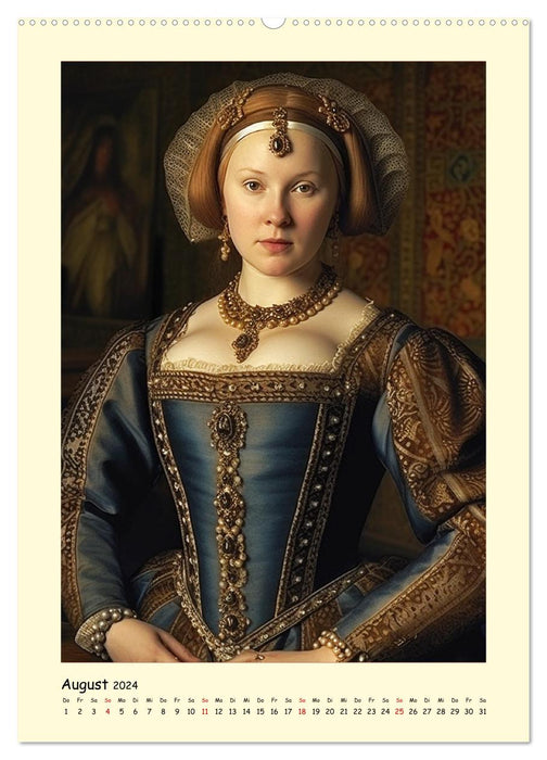 Mittelalter Portraits. Inspiriert vom Königshaus der Tudors (CALVENDO Wandkalender 2024)