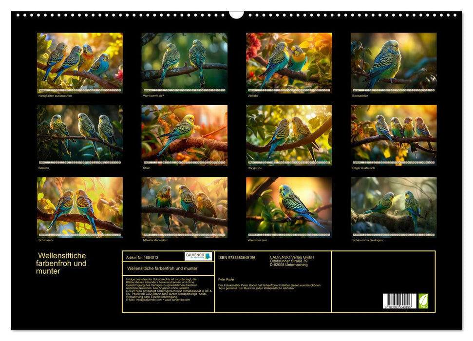 Wellensittiche farbenfroh und munter (CALVENDO Wandkalender 2024)