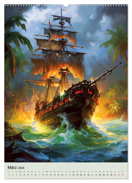 Piraten-Fantasy. Wilde Seeräuber-Romantik im Mittelalter (CALVENDO Wandkalender 2024)