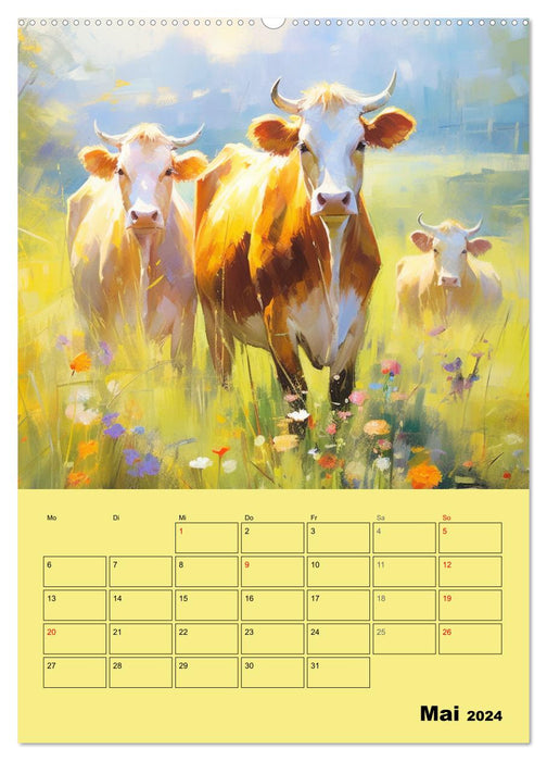 Magical cows. Fragrant watercolors of great animals (CALVENDO wall calendar 2024) 