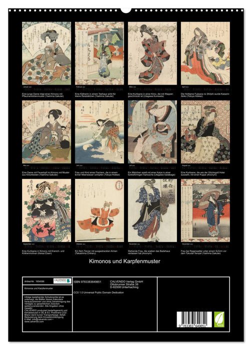 Kimonos and carp patterns (CALVENDO Premium Wall Calendar 2024) 