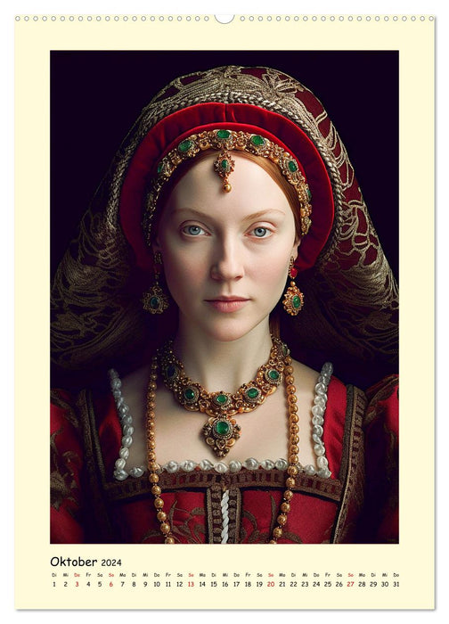 Mittelalter Portraits. Inspiriert vom Königshaus der Tudors (CALVENDO Premium Wandkalender 2024)
