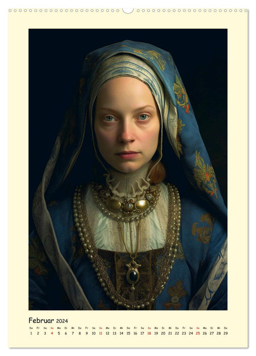 Mittelalter Portraits. Inspiriert vom Königshaus der Tudors (CALVENDO Premium Wandkalender 2024)