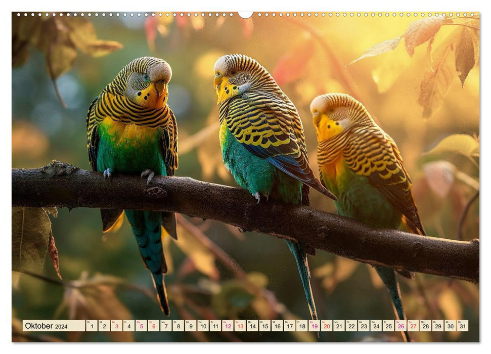 Budgies colorful and cheerful (CALVENDO Premium Wall Calendar 2024) 