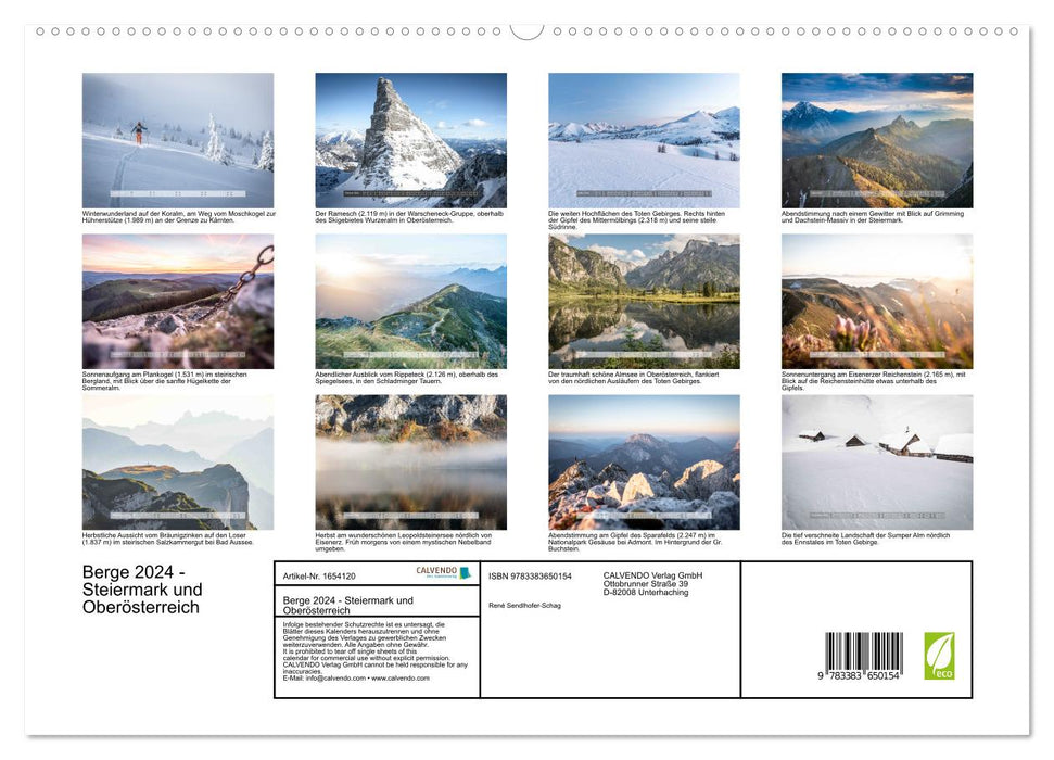 Berge 2024 - Steiermark und Oberösterreich (CALVENDO Premium Wandkalender 2024)