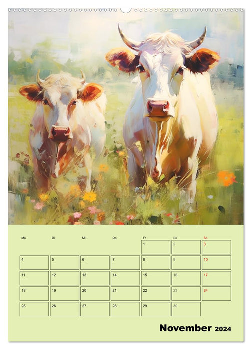 Magical cows. Fragrant watercolors of great animals (CALVENDO Premium Wall Calendar 2024) 