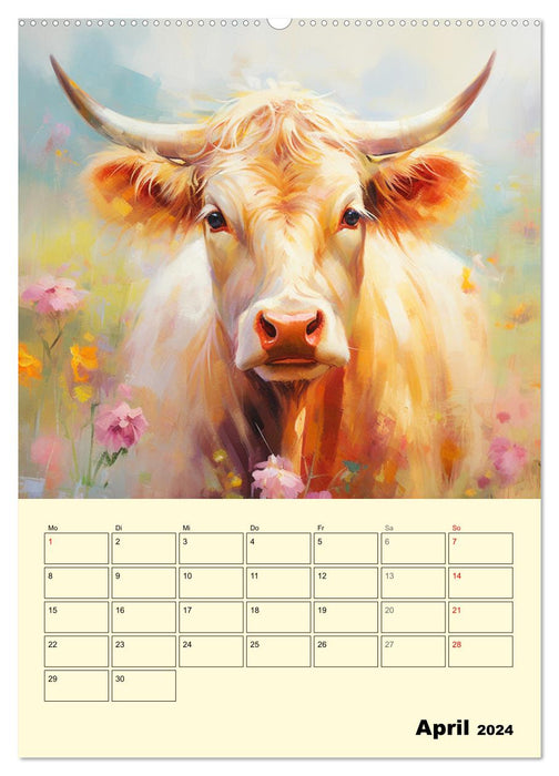 Zauberhafte Kühe. Duftige Aquarelle von tollen Tieren (CALVENDO Premium Wandkalender 2024)